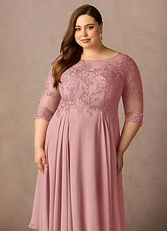 Azazie Marge Mother of the Bride Dresses Dusty Rose A-Line Scoop Lace Chiffon Dress image11