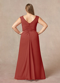 Azazie Sally Mother of the Bride Dresses Terracotta A-Line V-Neck Pleated Chiffon Dress image7