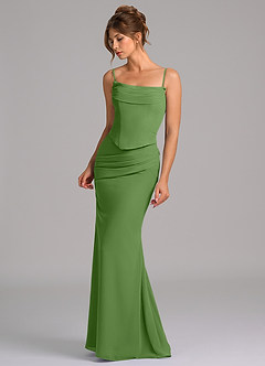 Azazie Sorrel Bridesmaid Dresses Basil Mermaid Corset Chiffon Dress image6