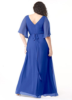 Azazie Cierra Robes de demoiselle d'honneur Robe Trapèze en Mousseline de soie Col en V Bleu Roi image10