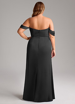 Azazie Saige Jurken voor thuis passen Jurk van Stretch Satijn met Kolom Off the Shoulder Zwart image12