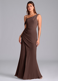 Azazie Madelyn Rochii de domnișoară de onoare Sirenă Un umăr Şifon Lungime până la podea Rochie image4