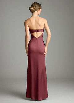 Azazie Leonis Bridesmaid Dresses Merlot Mermaid Pleated Stretch Satin Convertible Dress image2