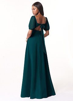 Azazie Alani Bridesmaid Dresses Pine A-Line Square Neckline Chiffon Dress image2