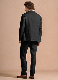 front Harrison Sort 100% hør 3-delt jakkesæt