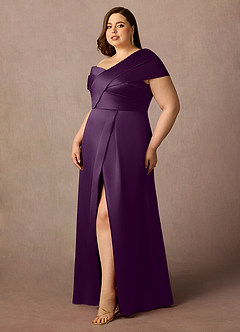 Azazie Marissa Mother of the Bride Dresses Grape A-Line Pleated  Mikado Dress image5