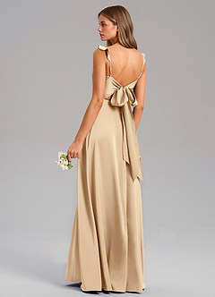 Azazie Everett Bridesmaid Dresses Champagne A-Line Stretch Satin Dress image6