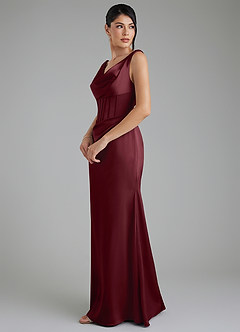 Azazie Spencer Bridesmaid Dresses Cabernet Mermaid Pleated Stretch Satin Dress image4