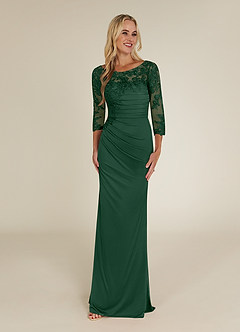 Azazie Alisondra Mother of the Bride Dresses Dark Green Sheath Scoop Lace Lace Dress image1
