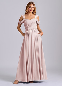 Azazie Koa Brudtärnklänningar Klä av A-Linje i Chiffong Av axeln Rodnande Rosa image1