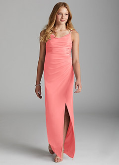 Azazie Deandra Junior Robe Fourreau en Maille Corail image3