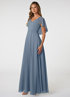 Azazie Jamie Robes de demoiselle d'honneur Robe Trapèze en Mousseline de soie Violet Crépusculaire image3