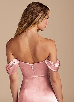 Azazie Amyra Bridesmaid Dresses Dusty Rose Mermaid Sweetheart Neckline Metallic Satin Convertible Dress image3