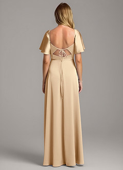 Azazie Chloe Bridesmaid Dresses Champagne A-Line Sweetheart Neckline Stretch Satin Dress image3