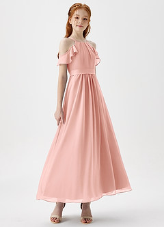 Azazie Chaya Junior Rosette A-Line Off the Shoulder Chiffon Dress image6