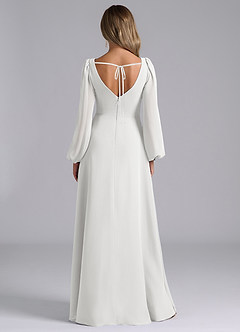 Azazie Liah Abiti da Damigella Abito A-Line in Chiffon Maniche Lunghe Bianco image2