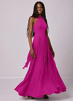Barbie ♥ Azazie Bridesmaid Dresses Fuchsia A-Line Pleated Chiffon Dress image5