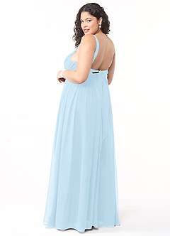 Azazie Aziza Bridesmaid Dresses Sky Blue A-Line V-Neck Pleated Chiffon Dress image10