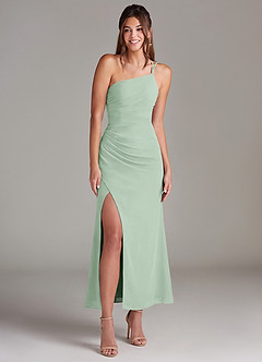 Azazie Eren Jurken voor bruidsmeisjes Jurk van Chiffon met Zeemeermin One-Shoulder Agave image3