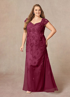 Azazie Marbella Mother of the Bride Dresses Mulberry Mermaid Queen Anne Sequins Lace Dress image10