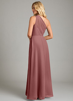 Azazie Phaedra Bridesmaid Dresses Desert Rose A-Line One Shoulder Chiffon Dress image2