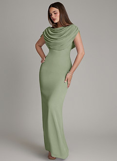Azazie Hadley Bridesmaid Dresses Pistachio Mermaid Pleated Chiffon Dress image8