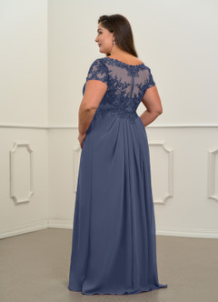 Azazie Dunja Mother of the Bride Dresses Stormy A-Line V-Neck Lace Chiffon Dress image12