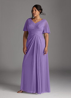 Azazie Emmeline Mother of the Bride Dresses Tahiti A-Line V-Neck Pleated Mesh Dress image7
