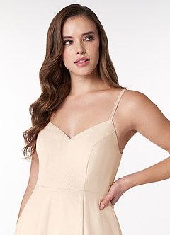 Azazie Clarissa Bridesmaid Dresses White Alabaster A-Line V-Neck Chiffon Dress image5