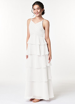 Azazie Daniela A-Line Ruched Chiffon Floor-Length Junior Bridesmaid Dress image5