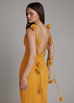 Azazie Kalico Bridesmaid Dresses Butterscotch Mermaid Pleated Chiffon Dress image2