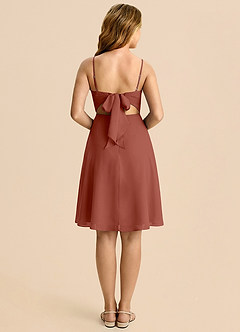 Azazie Shale Junior Auburn A-Line Bow Chiffon Dress image2