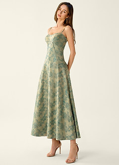 Anastasia Coffee Brown Jacquard Lace Up Wedding Guest | Azazie CA