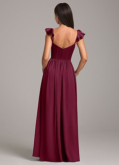Azazie Denisse Bridesmaid Dresses Mulberry A-Line Ruched Stretch Satin Dress image2