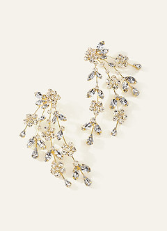 front Pendientes llamativos de flores y hojas de cristal