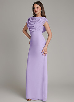 Azazie Hadley Bridesmaid Dresses Lilac Mermaid Pleated Chiffon Dress image9
