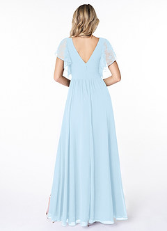 Azazie Zella Bridesmaid Dresses Sky Blue A-Line Lace Chiffon Dress image2