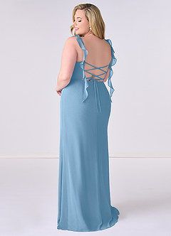 Barbie ♥ Azazie Bridesmaid Dresses Steel Blue Mermaid Corset Chiffon Dress image8