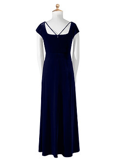 Azazie Gabi Junior Dark Navy A-Line Velvet Dress image18