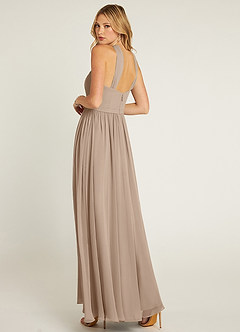 Azazie Jacey Final Sale Taupe A-Line Pleated Chiffon Dress image8