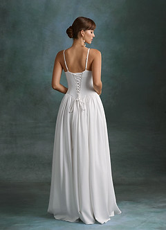 Azazie Gayle Robes de mariée Robe Trapèze en Crêpe Dos Satin Bustier Blanc De Diamant image3