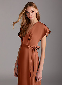 Azazie Nico Brudtärnklänningar Klänning av A-Line i Stretch Satin V-ringad Cederros image6