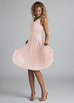 Azazie Grace Bridesmaid Dresses Rose Petal A-Line Pleated Chiffon Dress image3