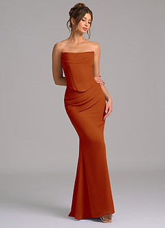 Azazie Sorrel Robes de demoiselle d'honneur Robe Sirène en Mousseline de soie Corset Paprika image7