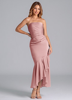 Azazie Danie Bridesmaid Dresses Dusty Rose Sheath Strapless Chiffon Dress image3