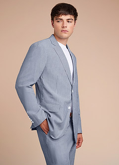 front Gavin Blue Striped Seersucker Suit Jacket