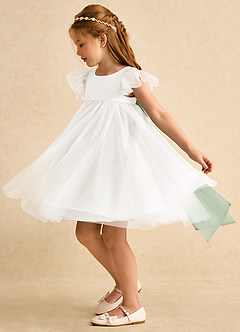 Azazie Munchkin Flower Girl Klänningar Klänning A-Line i Tyll Rosett image5