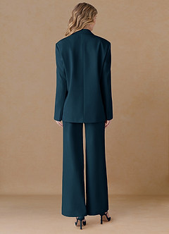 front Amelia Dark Navy Refined Weave Performance Oversized 2-Piece Suit