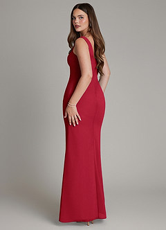Azazie Hadley Bridesmaid Dresses Scarlet Mermaid Pleated Chiffon Dress image5