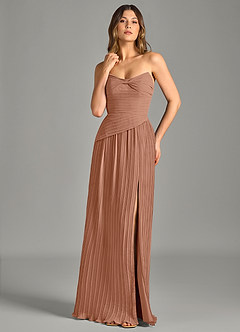 Azazie Becka Jurken voor bruidsmeisjes Jurk van Chiffon met A-Lijn Strapless Bronzeertint image1